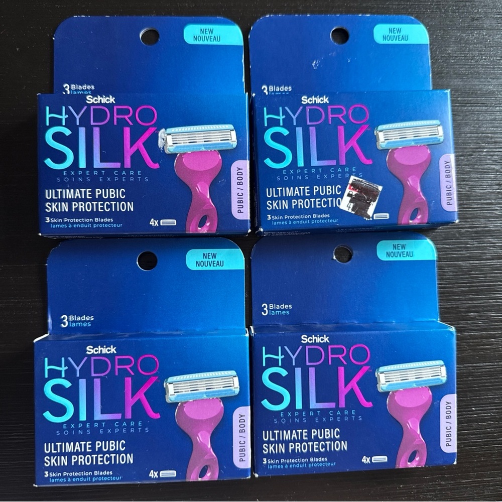 Schick Hydro Silk Ultimate pubic skin protection 3 Blades Shavers 4 Ct each box
